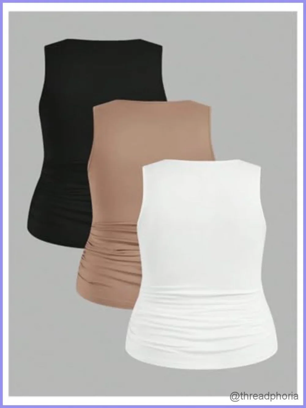 Plus Size Square Neck Sleeveless Fitted Tank Tops 3 Pack